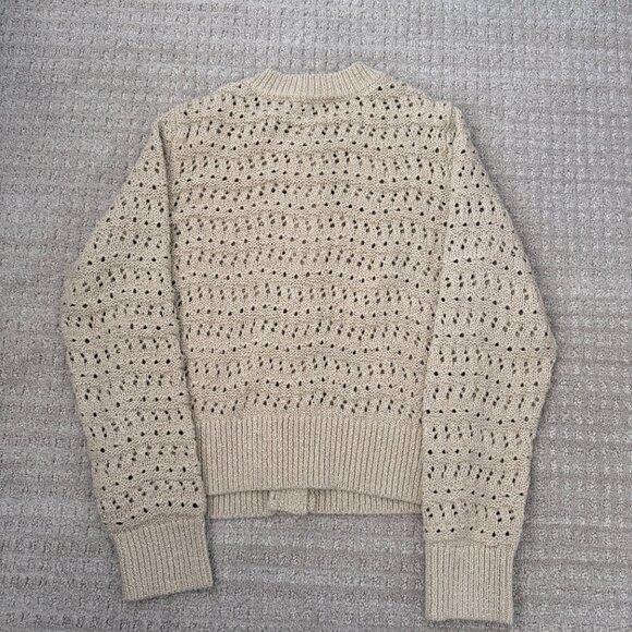 NWT Loft Shimmer Pointelle Cardigan - Gold/Neutral, Size S - Picture 2 of 3
